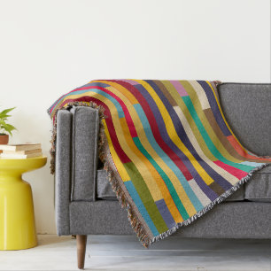 Big Colourful Stripes Throw Blanket