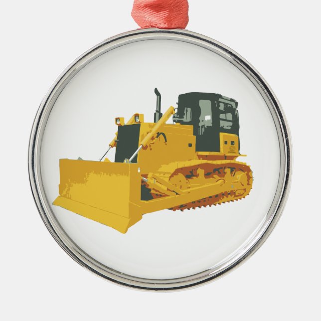 Big Construction Bulldozer on Tracks Metal Tree Decoration (Front)