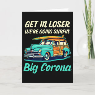 Big Corona Del Mar Beach Surf Girl Women Men Vinta Card