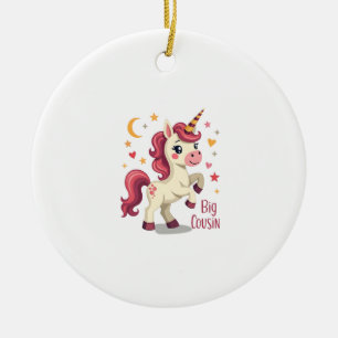 Big Cousin Unicorn Vintage Cute Kids Typography De Ceramic Tree Decoration
