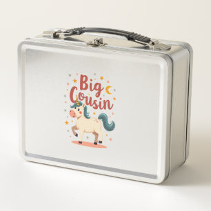 Big Cousin Unicorn Vintage Cute Kids Typography De Metal Lunch Box