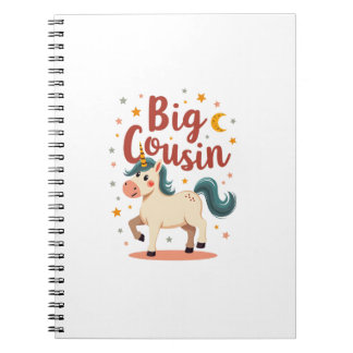 Big Cousin Unicorn Vintage Cute Kids Typography De Notebook