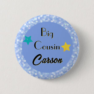 Big Cousin with Stars Personalized Classic Round  6 Cm Round Badge