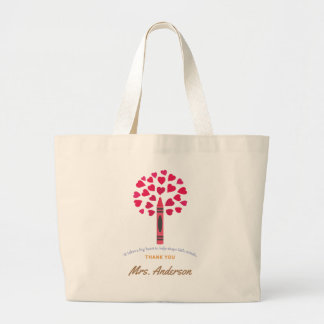 Big crayon tree / Teacher Appreciation Large Tote Bag