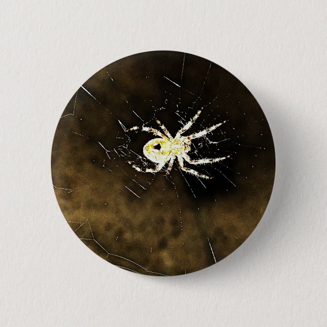 Big Creepy Spider on it's Web 6 Cm Round Badge (Front)