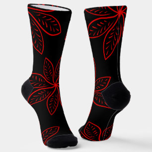 Big Crimson Pattern on Black Socks