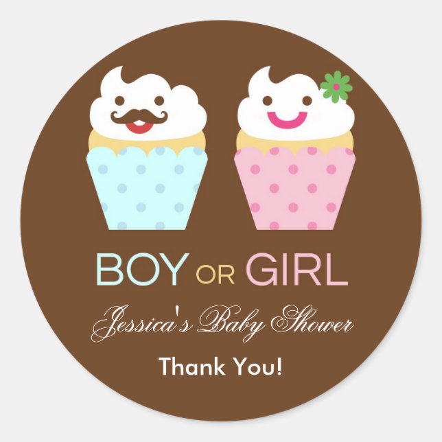 Big Cupcake Baby Shower Sticker (Front)