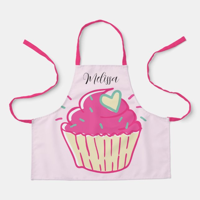 Big Cupcake Kids Pink Apron (Front)
