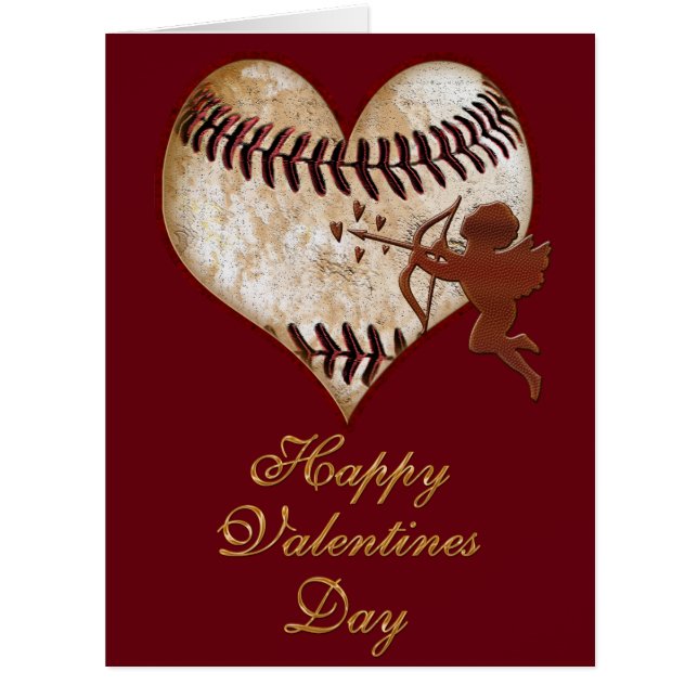 BIG Customisable Vintage Baseball Valentine Cards (Front)