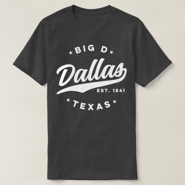 Big D Dallas Texas White T-Shirt (Design Front)