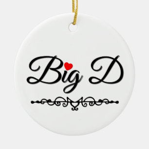 Big D with Red Heart Ceramic Tree Decoration