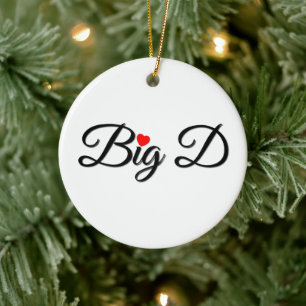 Big D with Red Heart Ceramic Tree Decoration