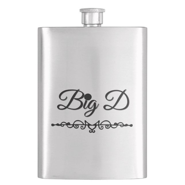 Big D with Red Heart Hip Flask (Front)