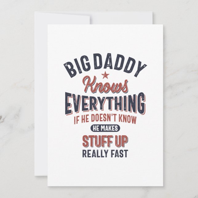 Big Daddy Knows Everything | Father Grandpa Thank You Card (Front)