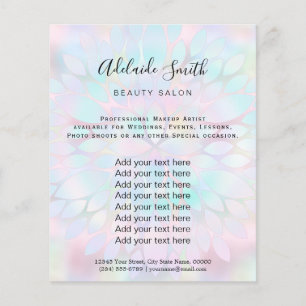 big dahlia FAUX holographic design beauty salon Flyer