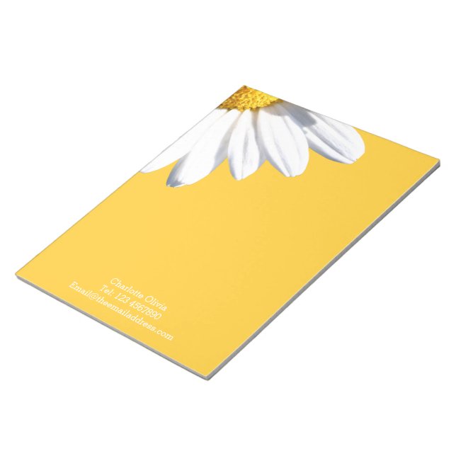 Big Daisy On Yellow Background Personalised Notepad (Angled)