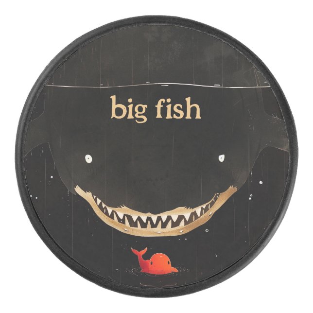 Big Dark Shark Hockey Puck (Front)