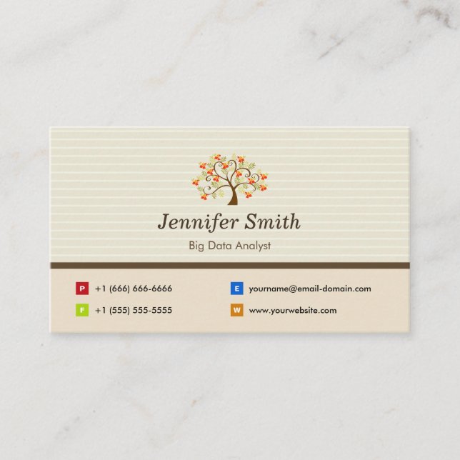 Big Data Analyst - Elegant Tree Symbol Business Card (Front)