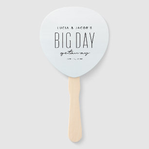 Big day getaway ocean blue destination wedding hand fan
