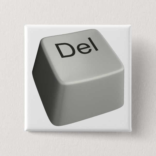 Big delete key 15 cm square badge (Front)
