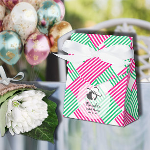 Big Derby Hat Lady Hot Pink Green Stripes Tent Favour Box