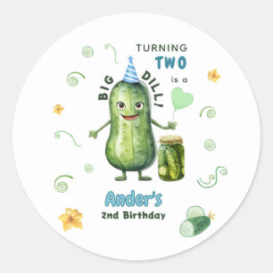 Big Dill Pickle Boy Birthday Any Age Classic Round Sticker