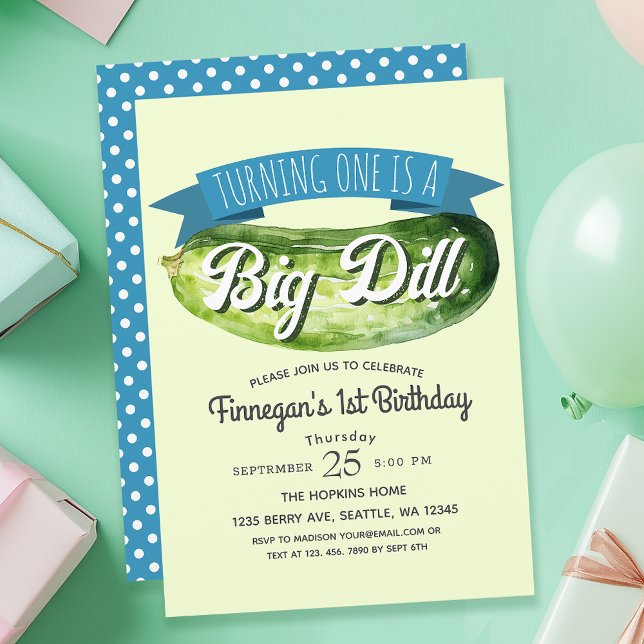 Big Dill Pickle Boy's Kids 1st Birthday  Invitation (Creator Uploaded)