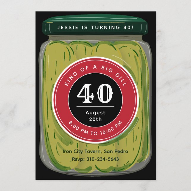 Big Dill Pickle Jar Pun Funny Milestone Birthday Invitation (Front)