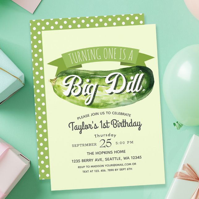 Big Dill Pickle Kids 1st Birthday  Invitation (Creator Uploaded)