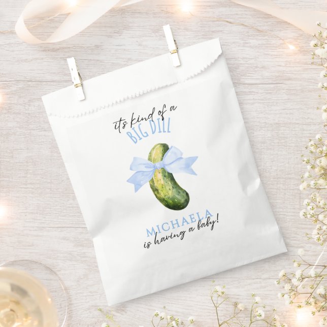 Big Dill Watercolor Coquette Pickle Baby Shower Favour Bags (Clipped)