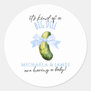 Big Dill Watercolor Pickle Couple's Baby Shower Classic Round Sticker