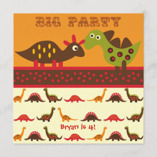 Big Dino Rock Party Dinosaur Birthday Invitations