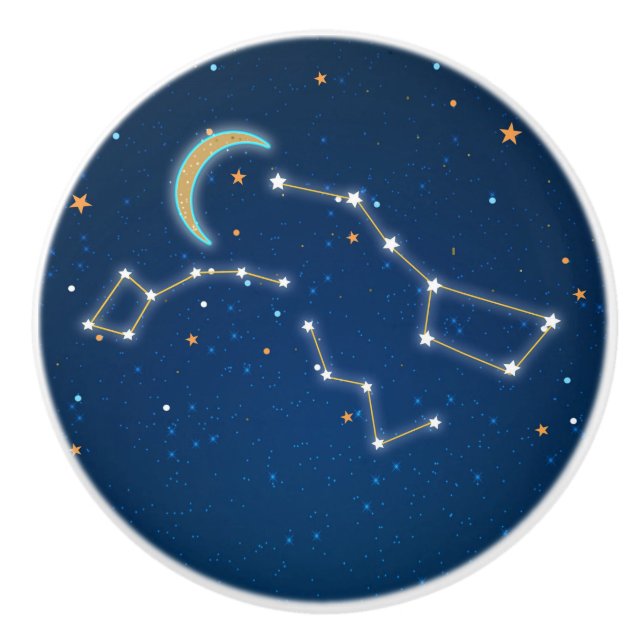 Big Dipper Star Gazing Constellation Celestial Sky Ceramic Knob (Front)