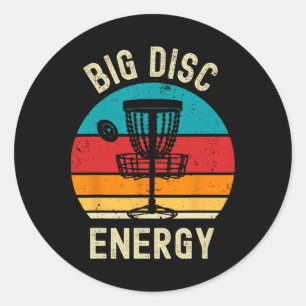 Big Disc Energy Funny Retro Vintage Disc Golf Love Classic Round Sticker
