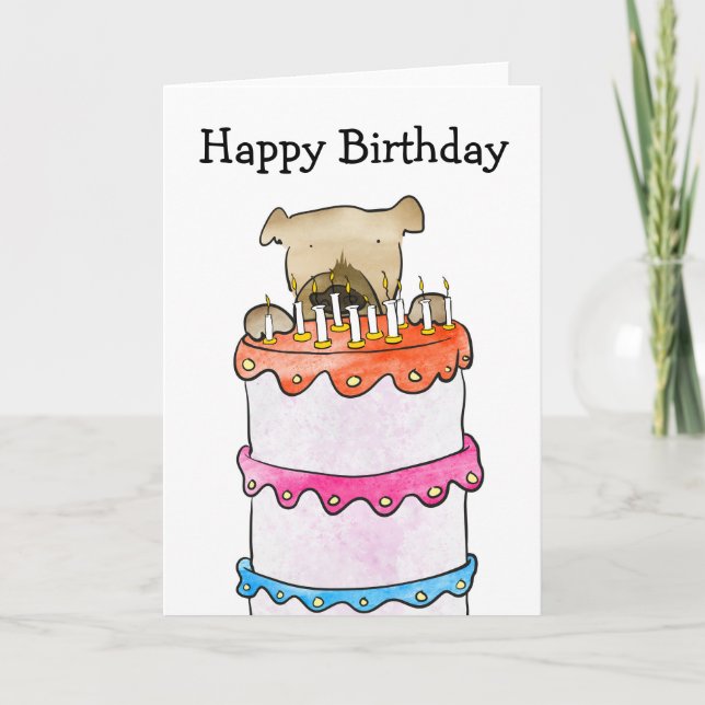 Big dog birthday cake card (Front)
