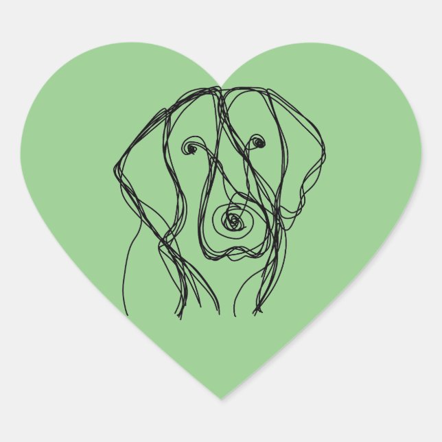 Big Dog Minimalist Line Heart Sticker (Front)