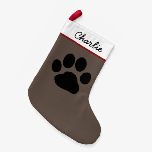 Big Dog Paw Print   Cute Canine Lover's Holiday Small Christmas Stocking