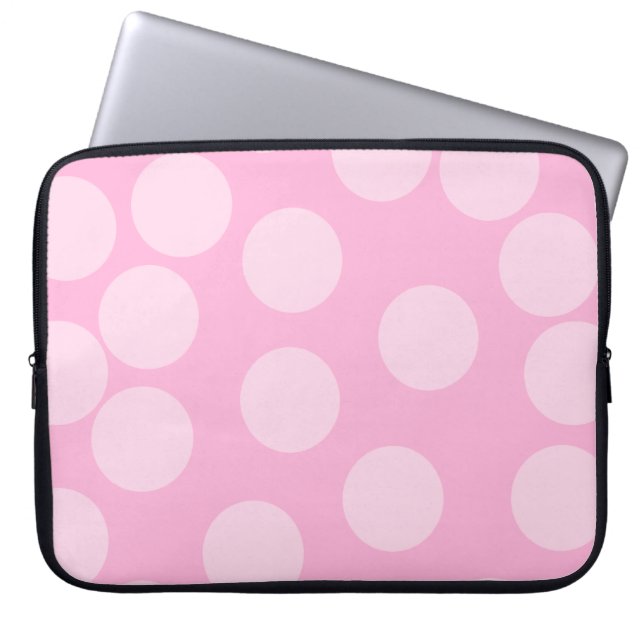 Big Dots Pattern. Pale Pink and Candy Pink. Laptop Sleeve (Front)
