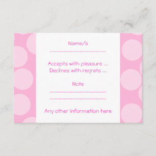 Big Dots Pattern. Pale Pink and Candy Pink. RSVP Card