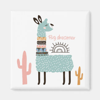 Big Dreamer Llama with Cactus Magnet