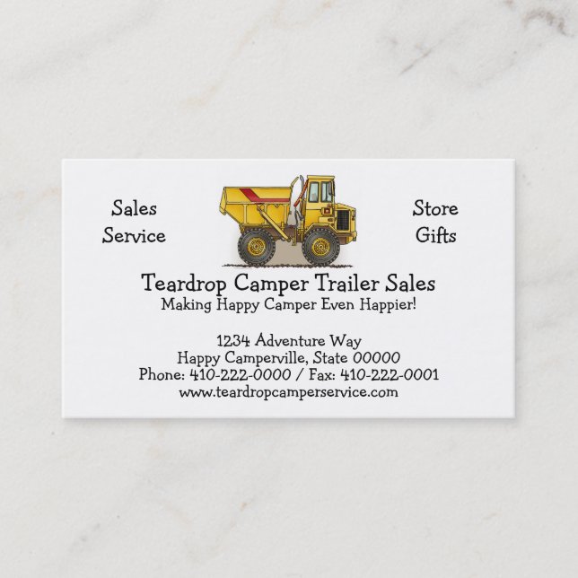 Big Dump Truck Business Card (Front)