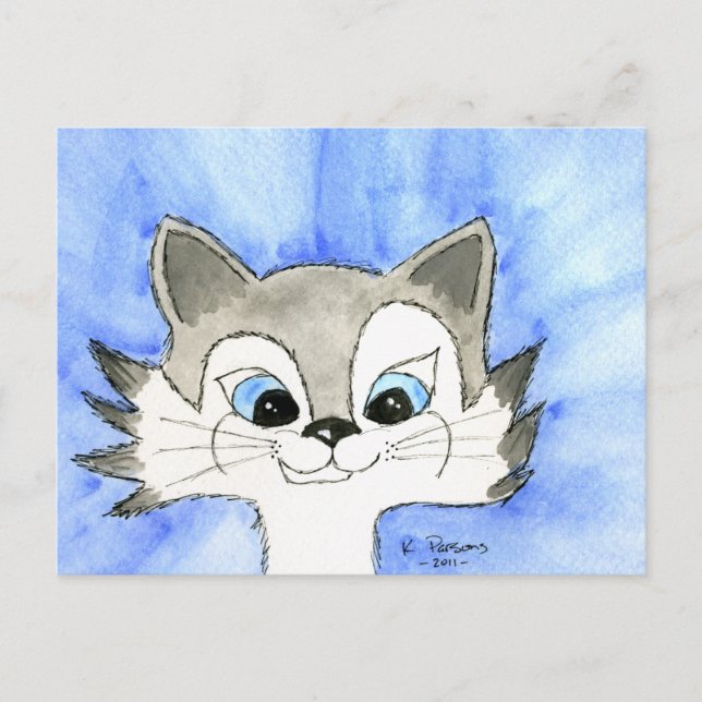 Big Eared Cat Postcard (Front)