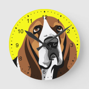 Big Ears Basset Hound Round Clock