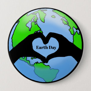 Big Earth Day Hands Heart Button