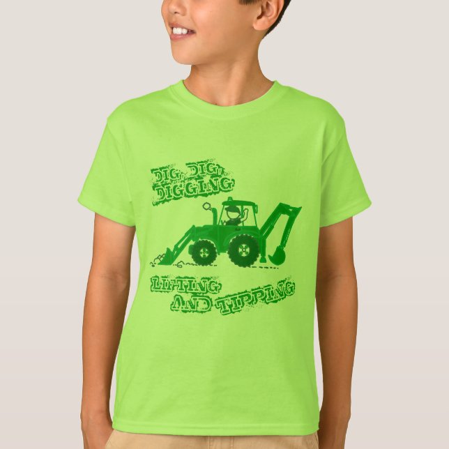Big earthy green tractor digger t-shirt (Front)