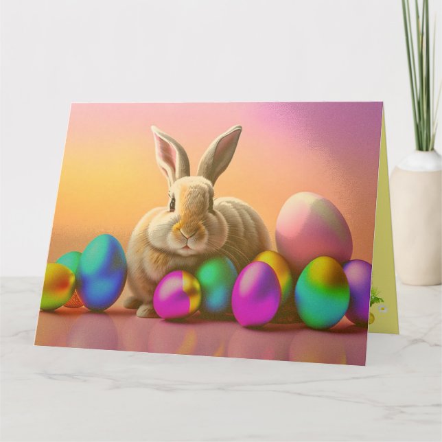 Big Easter Bunny With Colourful Eggs Collection Card (Front)
