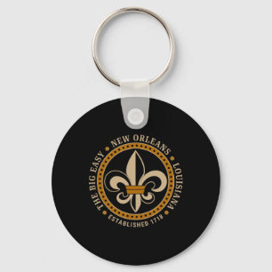 Big Easy New Orleans Louisiana Fleur De Lis Establ Key Ring