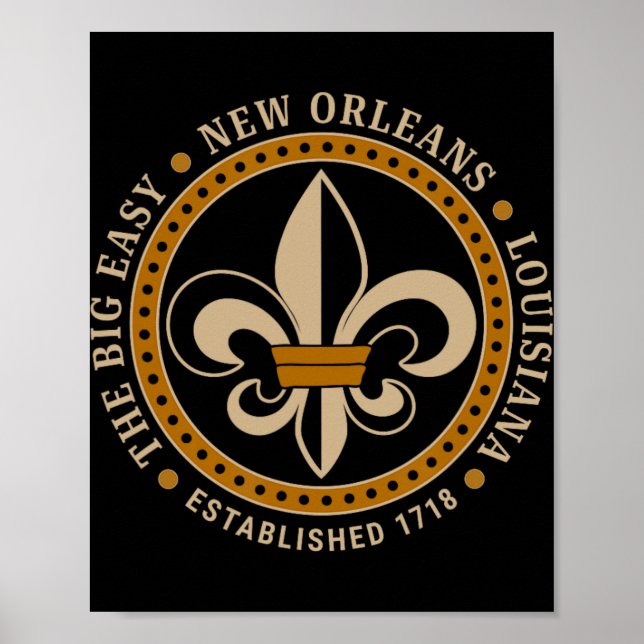 Big Easy New Orleans Louisiana Fleur De Lis Establ Poster (Front)