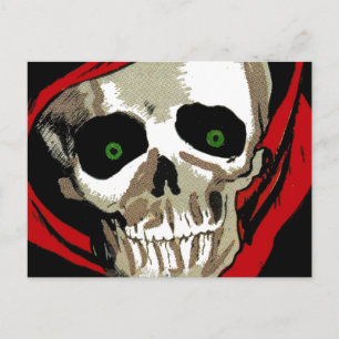 Big Eerie Zombie Eyes Skull Skeleton Halloween Postcard