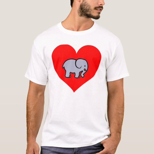Big Elephant Heart T-sirt T-Shirt (Front)